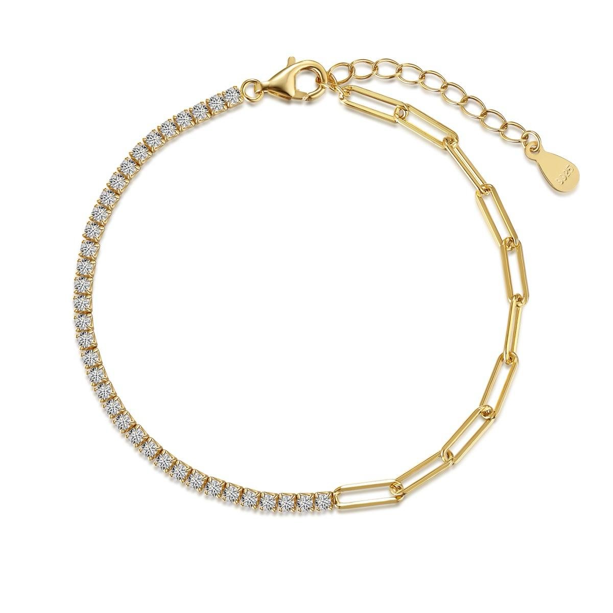 Half tennis golden chain bracelet