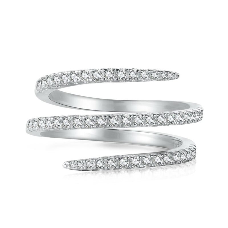 Spiral zircon ring